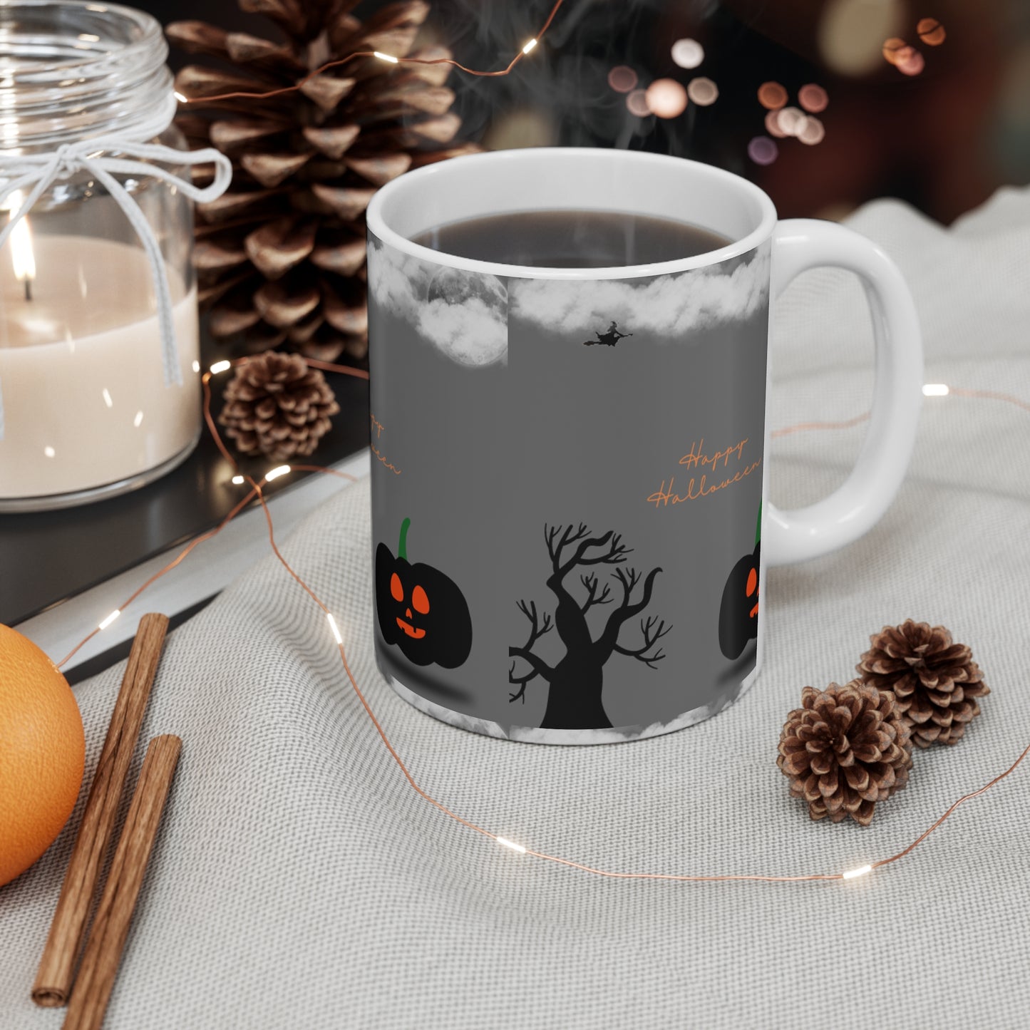 11oz Grey Ceramic Mug – Halloween Edition