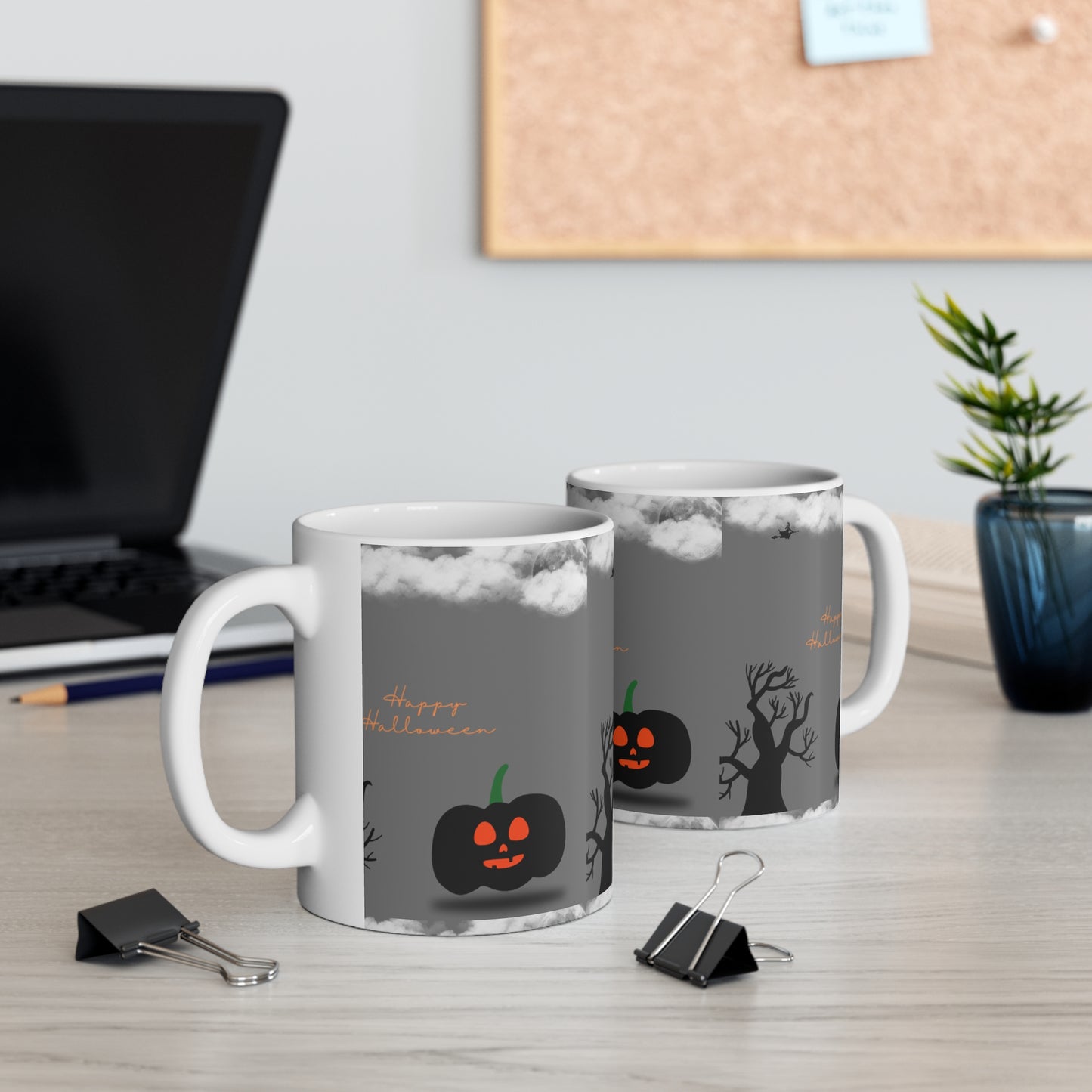 11oz Grey Ceramic Mug – Halloween Edition