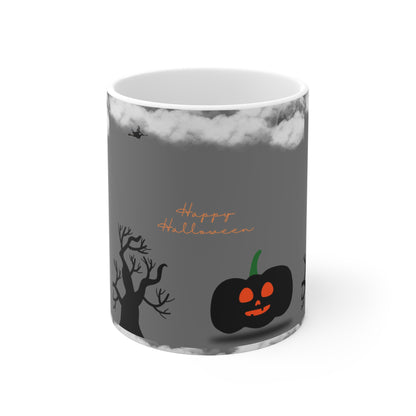 11oz Grey Ceramic Mug – Halloween Edition